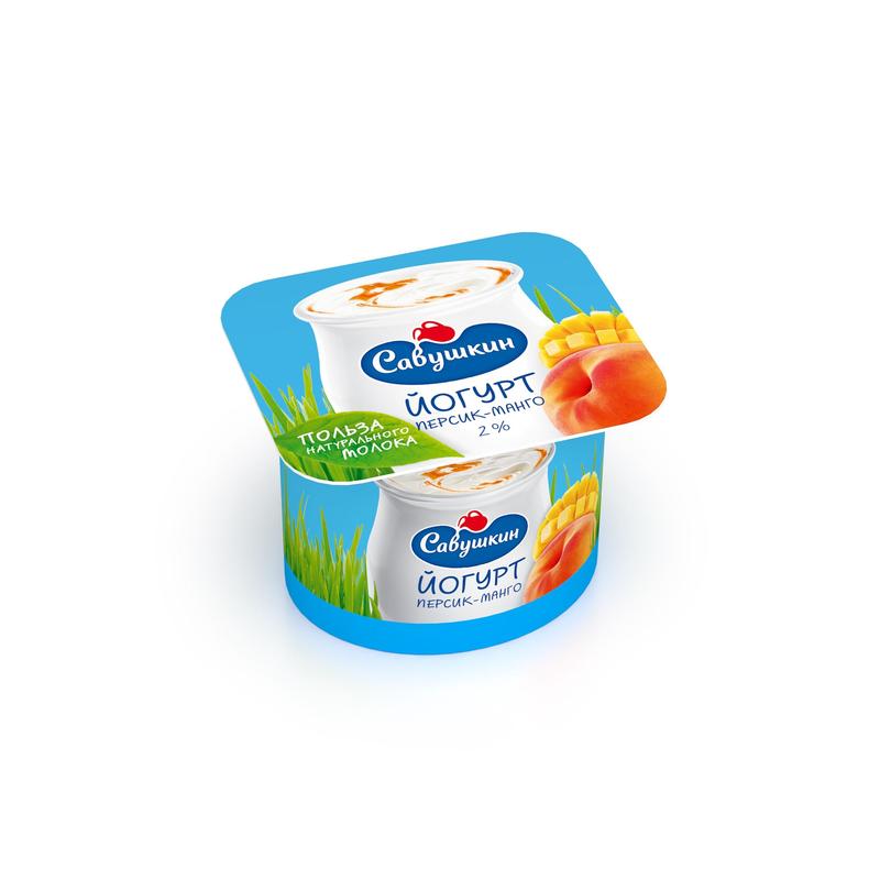 Йогурт Савушкин Персик-Манго 2% 120г